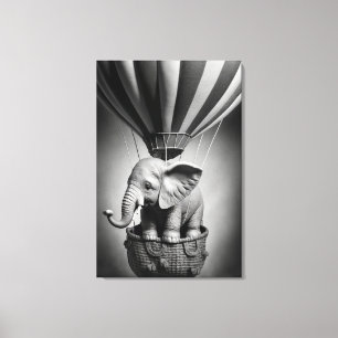 Baby Elephant in a Hot Air Balloon Canvas Print