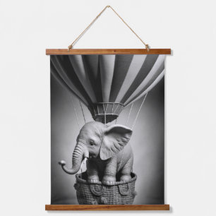 Baby Elephant in a Hot Air Balloon Hanging Tapestry