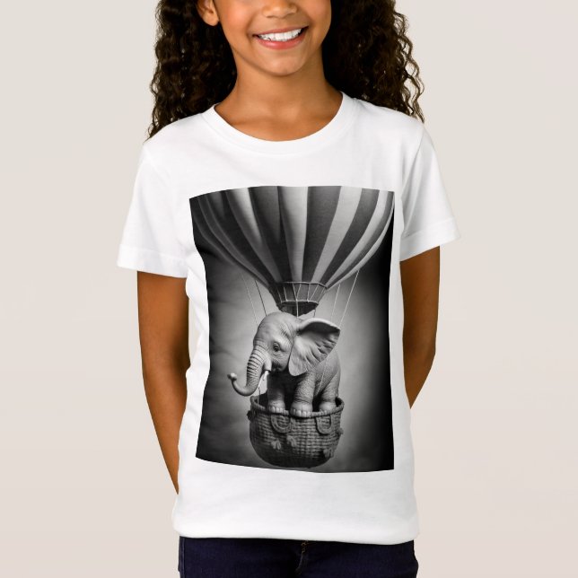 Baby Elephant in a Hot Air Balloon T-Shirt (Front)