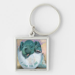 Baby Elephant In Egg Keychain - I Love You DAD