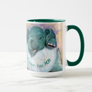 Baby Elephant In Egg Mug - I Love You MOM & DA