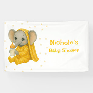 Baby Elephant in Yellow Pyjamas Baby Shower Banner