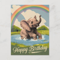 Baby Elephant Kids Happy Birthday