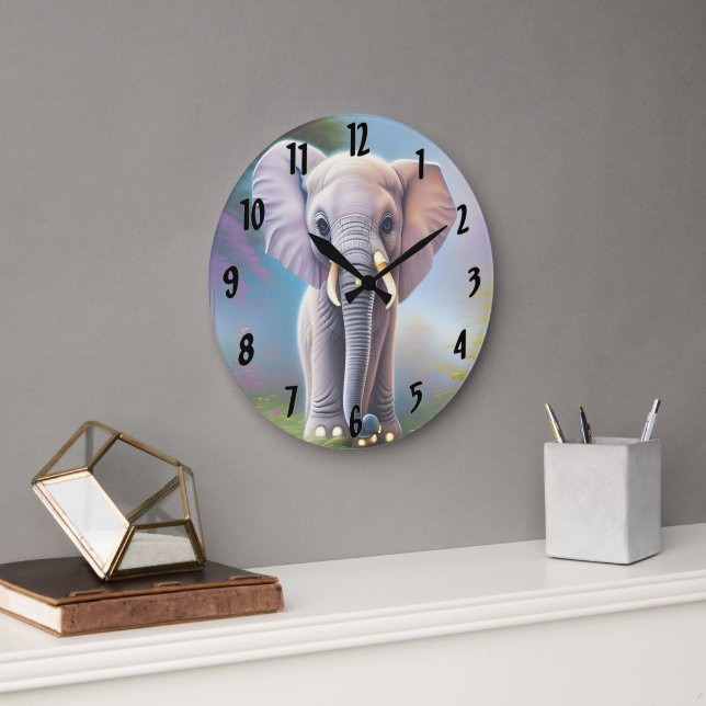Baby Elephant Large Clock (Office)