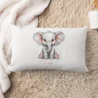 Baby Elephant Nursery Lumbar Pillow with Custom Nm