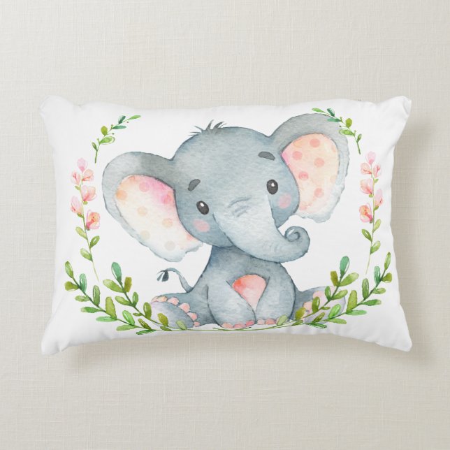 Baby Elephant Nursery Pillow (Front)