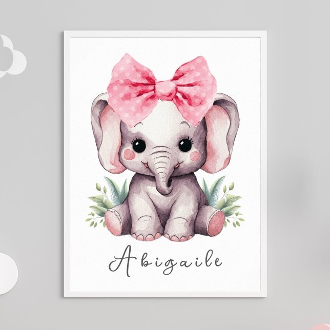 Baby Elephant Nursery Wall Art - Name Print (Creator Uploaded)