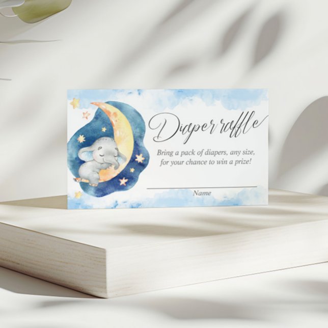Baby elephant over the moon diaper raffle cards (Creator Uploaded)