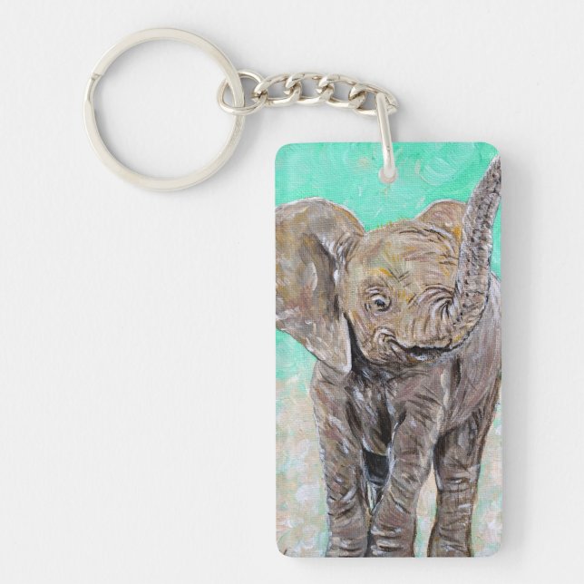 Baby Elephant Painting Key Ring (Front)