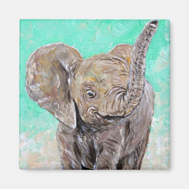 Baby Elephant Painting Magnet (Front)