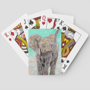Baby Elephant Painting Playing Cards