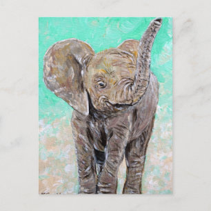 Baby Elephant Painting Postcard