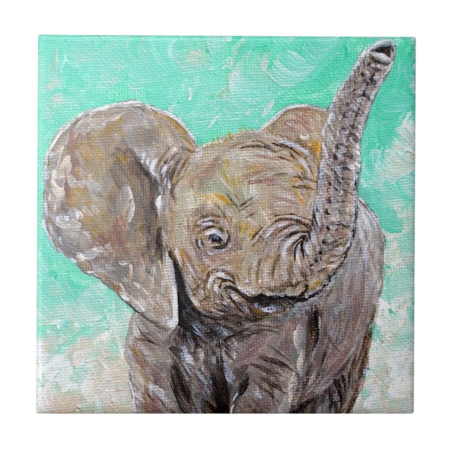 Baby Elephant Painting Tile (Front)