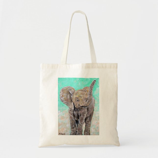 Baby Elephant Painting Tote Bag (Front)