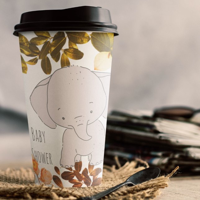 Baby Elephant Paper Cups (baby shower elephant cartoon kids,adult party stationery, birthday party use and throw paper cups)