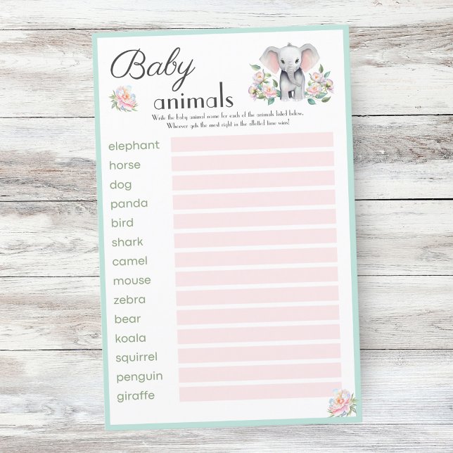 Baby Elephant Peonies & Balloons Baby Animal  (Break the ice, spark conversations, and set a lively tone!)