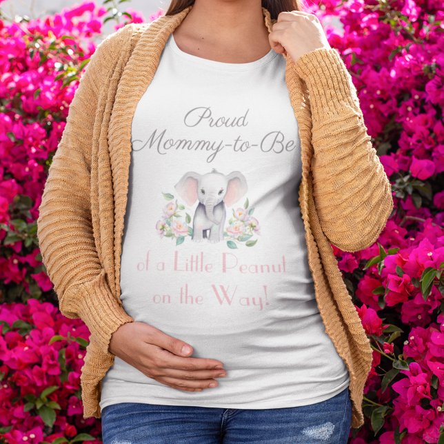 Baby Elephant Peonies, Eucalyptus Mummy To Be T-Shirt (Creator Uploaded)