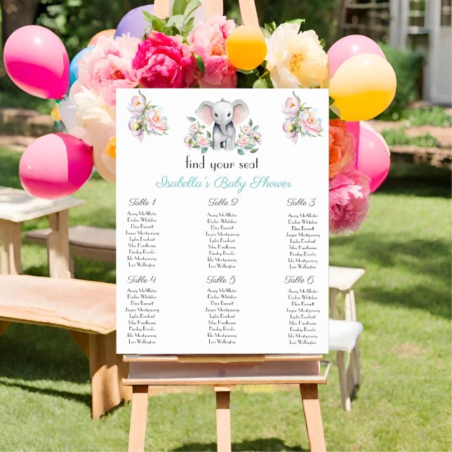 Baby Elephant Peonies, Eucalyptus Seating Chart (Help guide your guests to their table with this charming seating chart.)