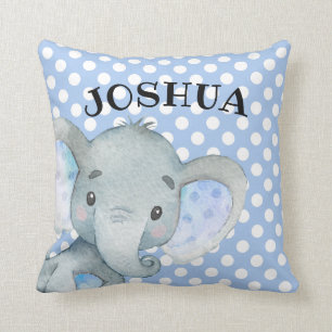 Baby Elephant Personalised Cute Polka Dot Name Cushion