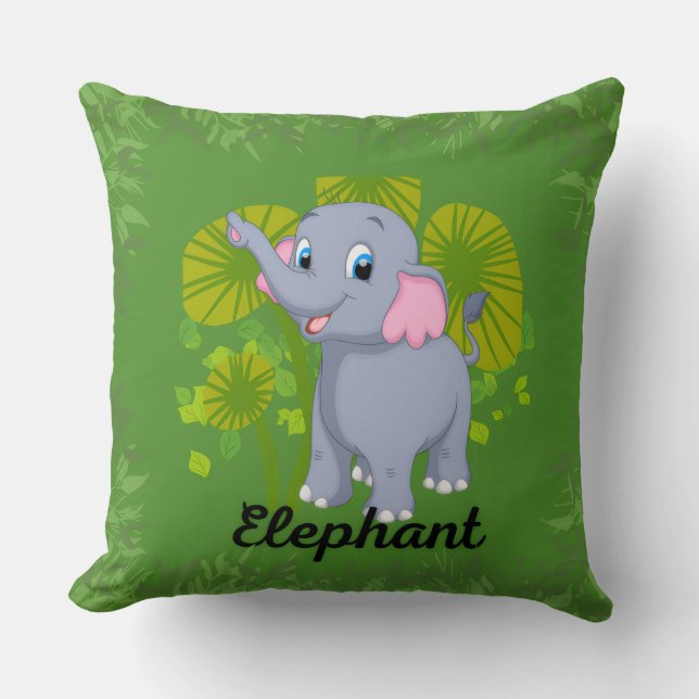 Baby Elephant Pillow for Kids – Cute Nursery Desig (Front)