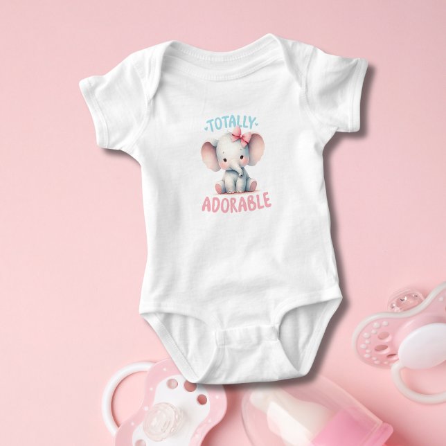 Baby Elephant Pink Baby Girl Baby Shower Gift  Bodysuit (Totally Adorable Baby Elephant Baby Body Suit. Baby Shower Gift for baby girl)