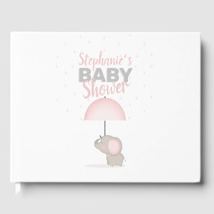 Baby Elephant Pink Baby Shower Guest Book