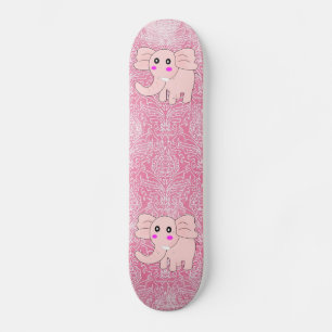 Baby Elephant Pink Damask Skateboard