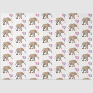 Baby Elephant pink & violet balloon Tissue Paper