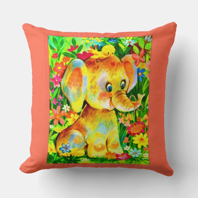 baby elephant print cushion (Front)