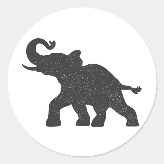 Baby Elephant running silhouette Classic Round Sticker (Front)