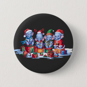 Baby elephant Santa hat antlers elf Christmas ligh 6 Cm Round Badge
