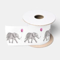 Baby Elephant Satin Ribbon for New Baby Gift Wrap