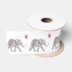 Baby Elephant Satin Ribbon for New Baby Gift Wrap