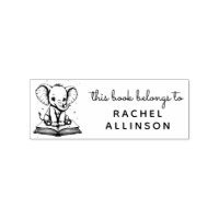 Baby Elephant Scholar Ex Libris Stamp