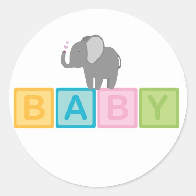 Baby Elephant Shower Classic Round Sticker (Front)