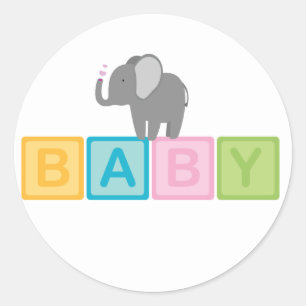 Baby Elephant Shower Classic Round Sticker
