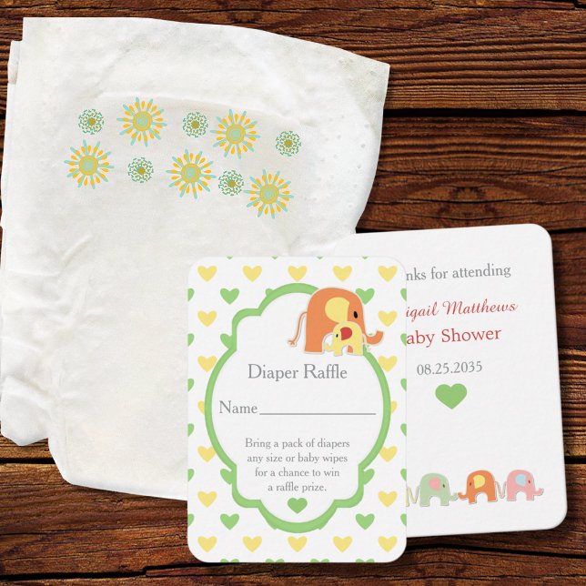  Baby Elephant Shower Diaper Raffle Enclosure Card (Creator Uploaded)