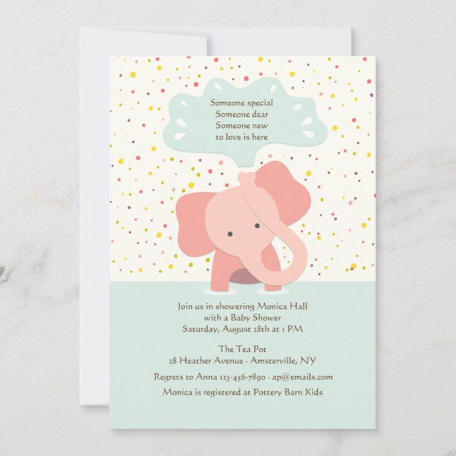 Baby Elephant Shower Invitation (Front)