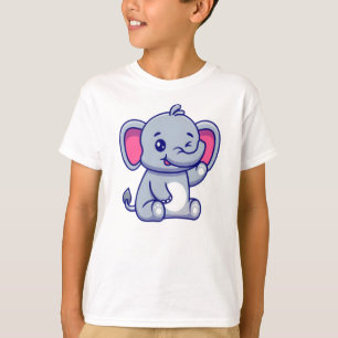 Baby Elephant Sitting Waving Hand-23800 T-Shirt