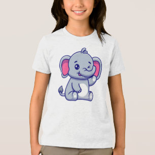 Baby Elephant Sitting Waving Hand-23800 Tri-Blend Shirt