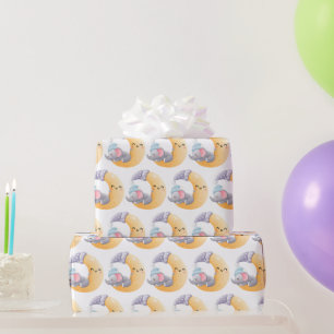 Baby Elephant Sleeping Crescent Moon Baby Shower  Wrapping Paper