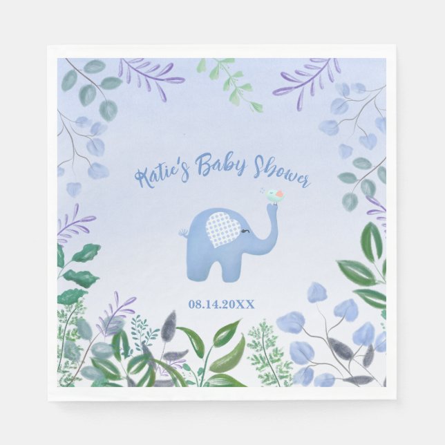 Baby Elephant Song Bird Baby Shower  Napkin (Front)