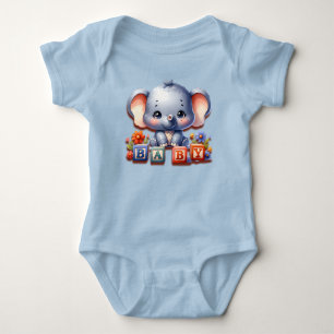 Baby Elephant Speller Bodysuit