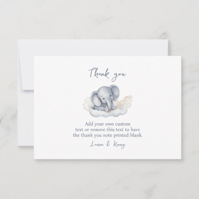 Baby Elephant Thank You Cards (Front)