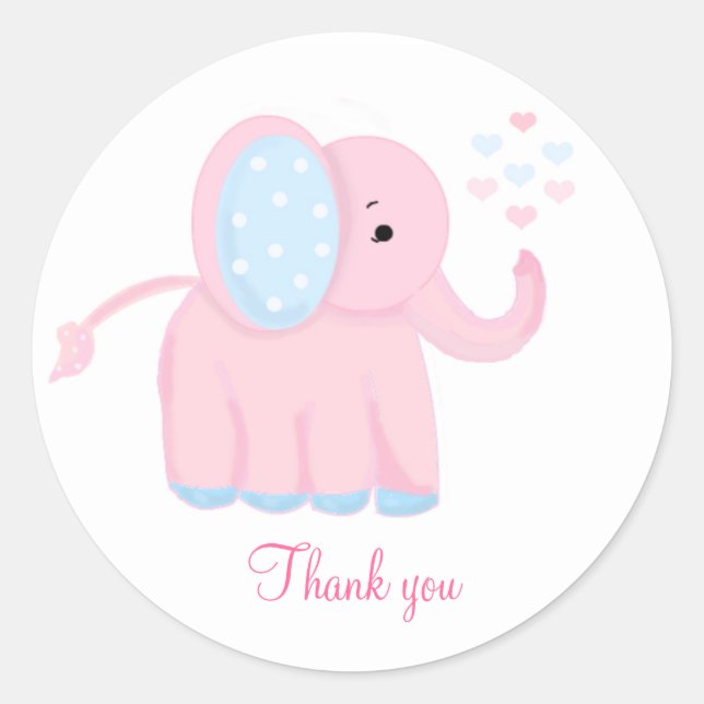 Baby Elephant Thank You Classic Round Sticker (Front)