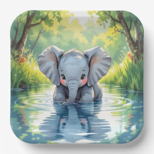 Baby Elephant Themed    Birthday Party Paper Plate