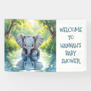 Baby Elephant Themed Personalised Birthday Party Banner