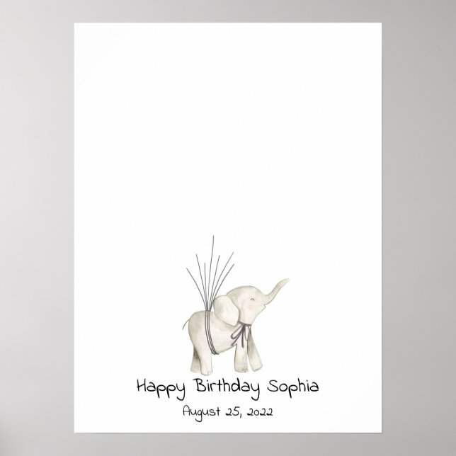 Baby Elephant Thumbprint Guest Book (Front)