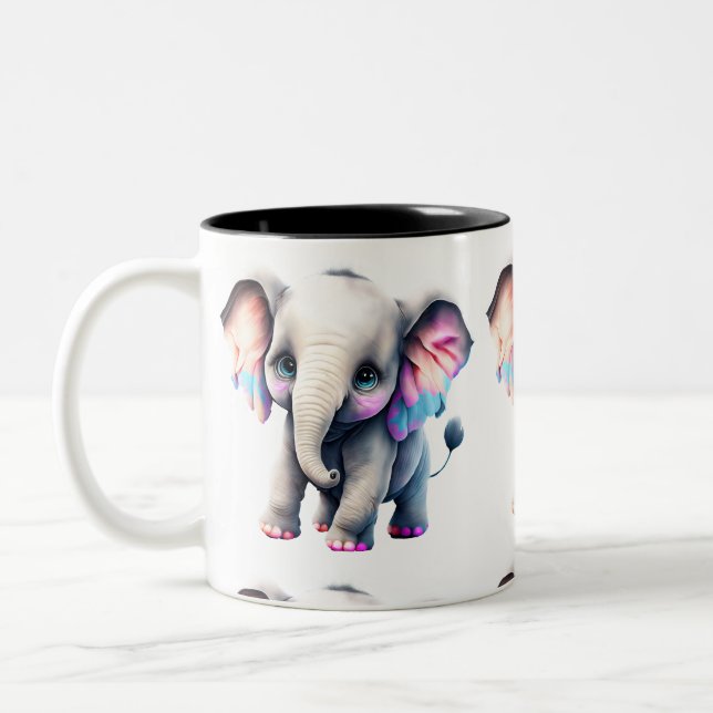 Baby Elephant Two-Tone Coffee Mug (Left)