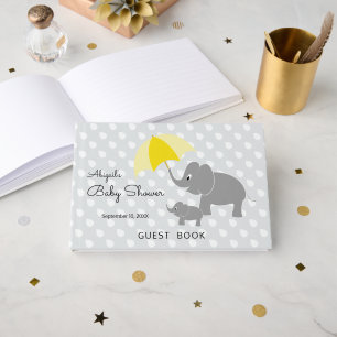Baby Elephant Umbrella Gender Neutral Baby Shower Guest Book